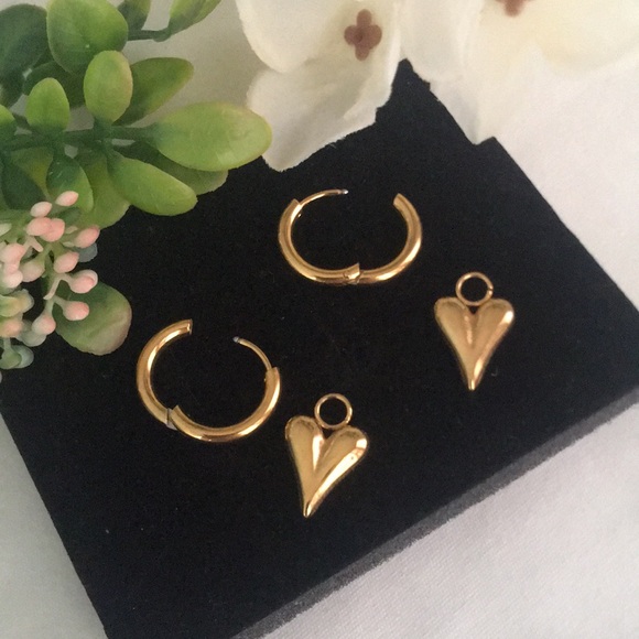 🍏50% OFF/3+...Heart and Hoops Dangle Earrings - Picture 8 of 11